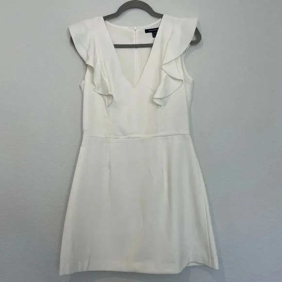 French Connection Dress Womens Medium Whisper Ruffle White Minidress Sleeveless - Picture 3 of 10